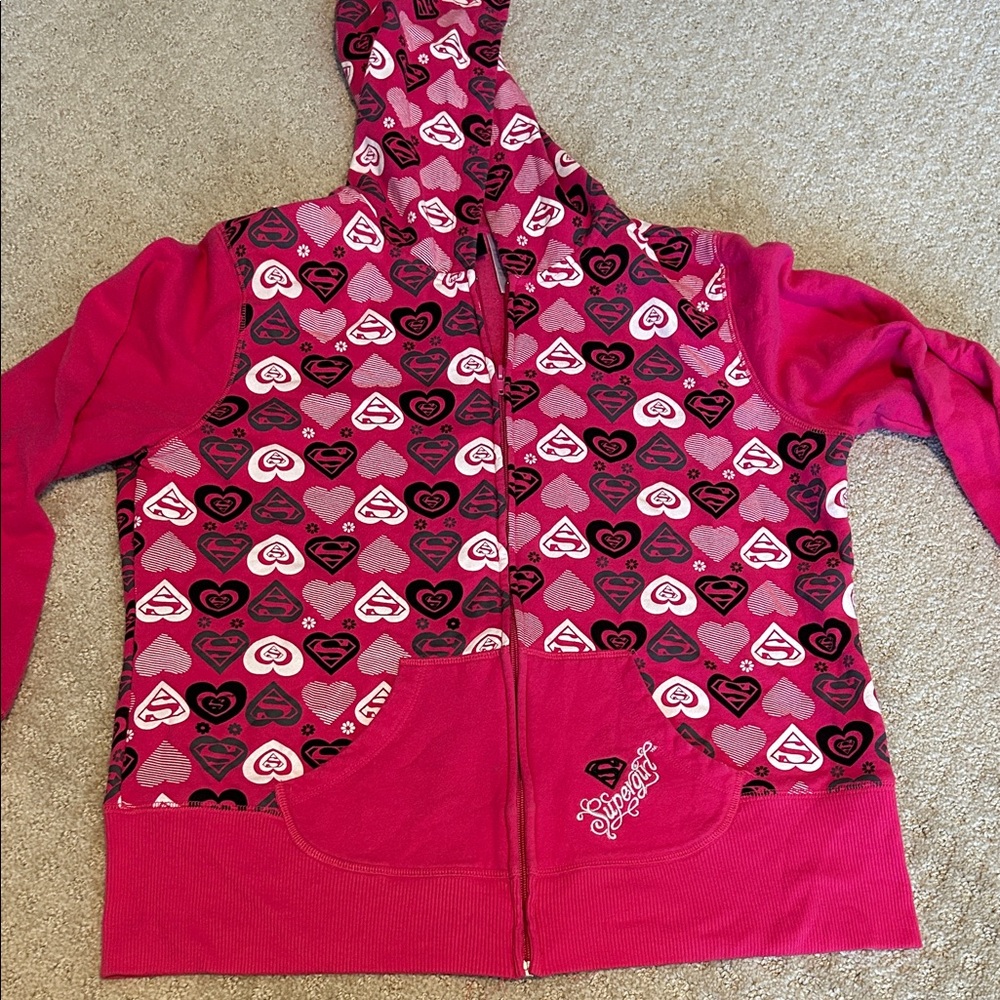 Vibrant Super girl Heart Patterned Women's Hoodie